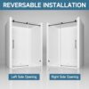 Frameless Single Sliding Soft Close Shower Door, 5 / 16" Clear Nano Coated Tempered Glass And 304 Stainless Steel Handle - Matte Black - Image 5