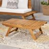 Outdoor Coffee Table With Open Slat Design And Acacia Wood Frame - Teak - Image 9