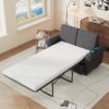 Pull Out Sofa Bed Loveseat Sleeper With Twin Size Memory Mattress With Two USB Ports For Living Room Spaces - Gray - Image 3