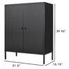 Kitchen Buffet Server Table Accent Sideboard Cupboard Server Buffet Console Table With Doors Cabinet - Black - Image 6