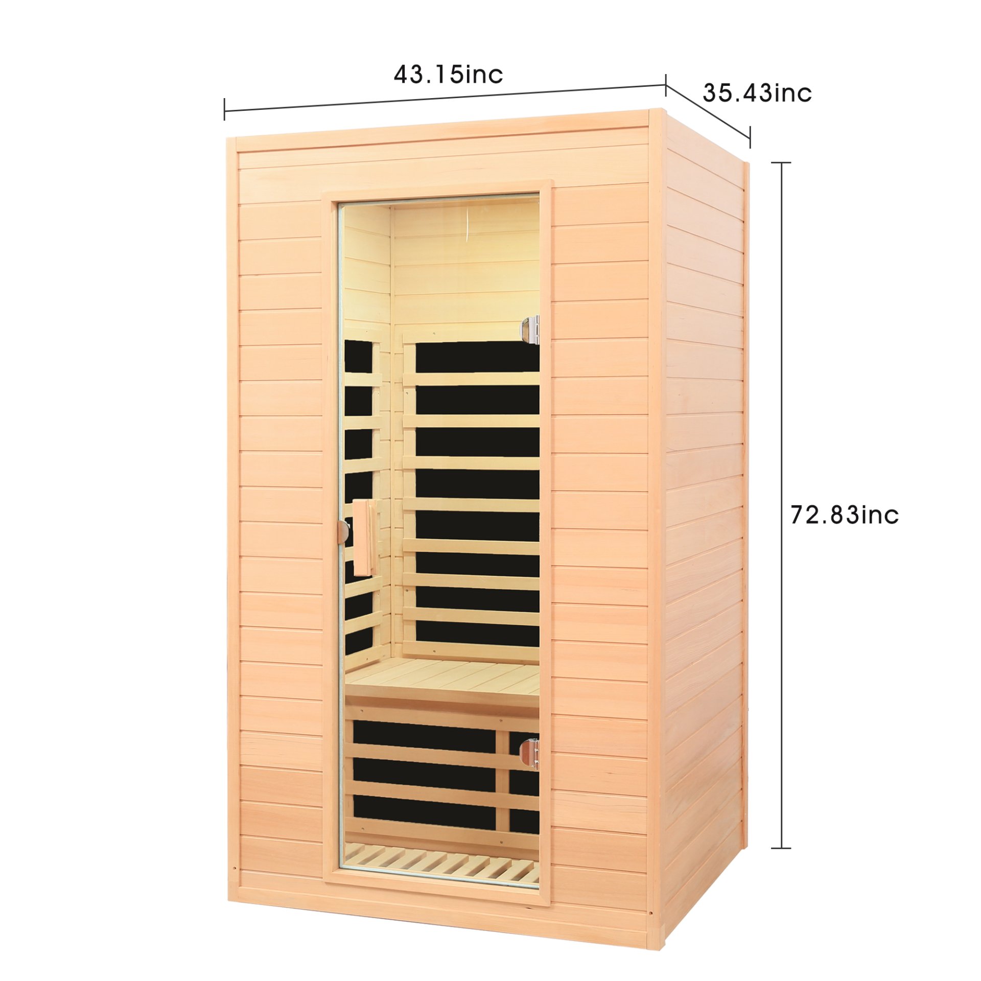 Hemlock - 2 Person Far Infrared Roof Embedded Indoor Sauna Room - Natural Wood - Image 3
