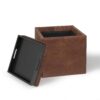 Rockwood - Cube Storage Ottoman With Tray - Distressed Saddle Brown - Image 2