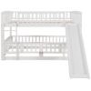 Full Over Full Low Bunk Bed With Slide, Fence And Ladder For Toddler - White - Image 18