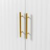 3 Door Large Storage Sideboard With Handles For Kitchen, Dining Room And Living Room, Accent Buffet Cabinet, Coffee Bar Sideboard Cabinet With 3 Doors - White / Gold - Image 12