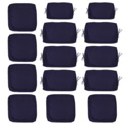14 Pack Cushion Covers For 7 Piece Wicker Rattan Sectional Sofa (6 Seater), Outdoor Seat And Back Slipcovers With Zippers - Navy Blue