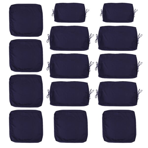 14 Pack Cushion Covers For 7 Piece Wicker Rattan Sectional Sofa (6 Seater), Outdoor Seat And Back Slipcovers With Zippers - Navy Blue