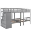 Full Over Twin & Twin Classic Triple Bunk Bed With Drawers And Guardrails - Gray - Image 9