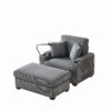 Oversized Chaise Lounge Chair With Ottoman And Storage, Comfy Reclining Chair Corduroy With Cup Holder And USB Port - Gray - Image 9