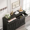 Vintage Sideboard With 2 Drawers And Four Doors For Living Room, Bedroom, And Kitchen, Room Storage Cabinet - Black Brown - Image 6