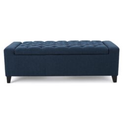 Guernsey - Ottoman Fabric Storage With Tufted Top - Navy Blue