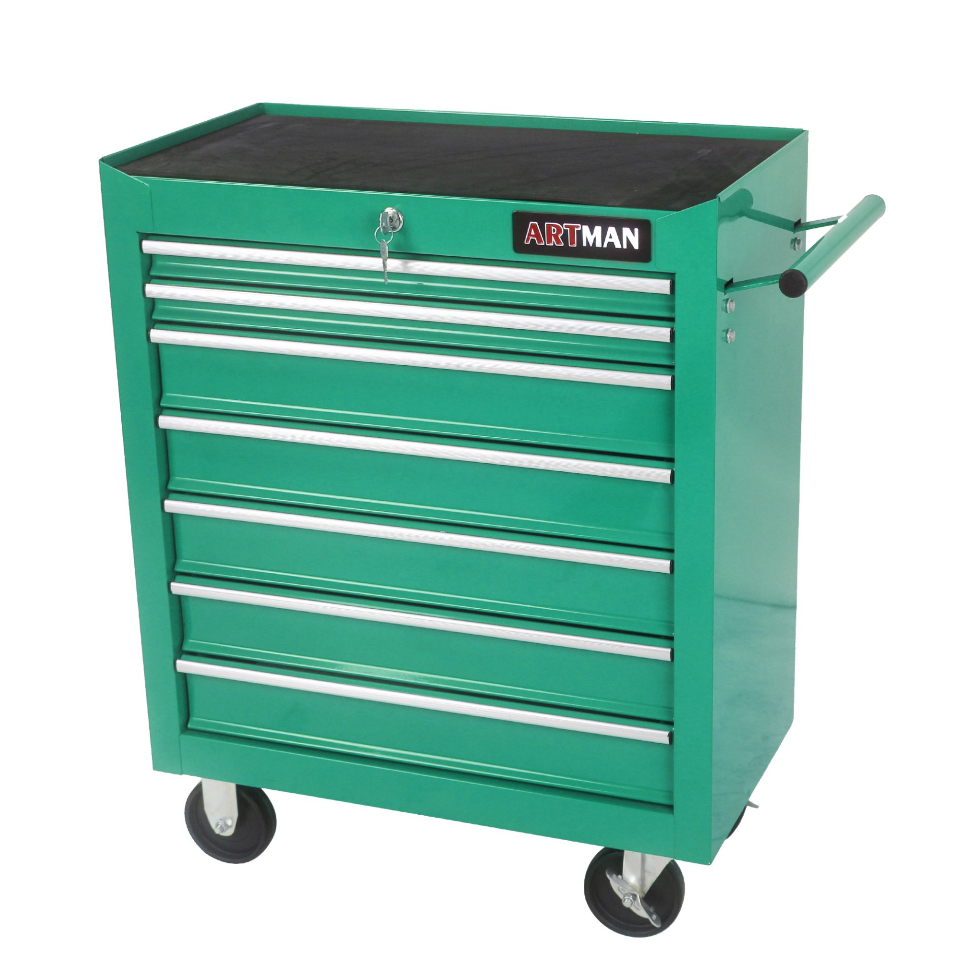 7 Drawers Multifunctional Tool Cart With Wheels - Green - Image 6