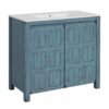 Bathroom Vanity Organizer With Sink, Solid Storage Cabinet - Retro Blue - Image 10
