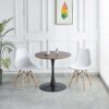 Tulip Table Mid-Century Dining Table For 2-4 People With Round MDF Table Top, Pedestal Dining Table, End Table Leisure Coffee Table - Walnut / Black - Image 2