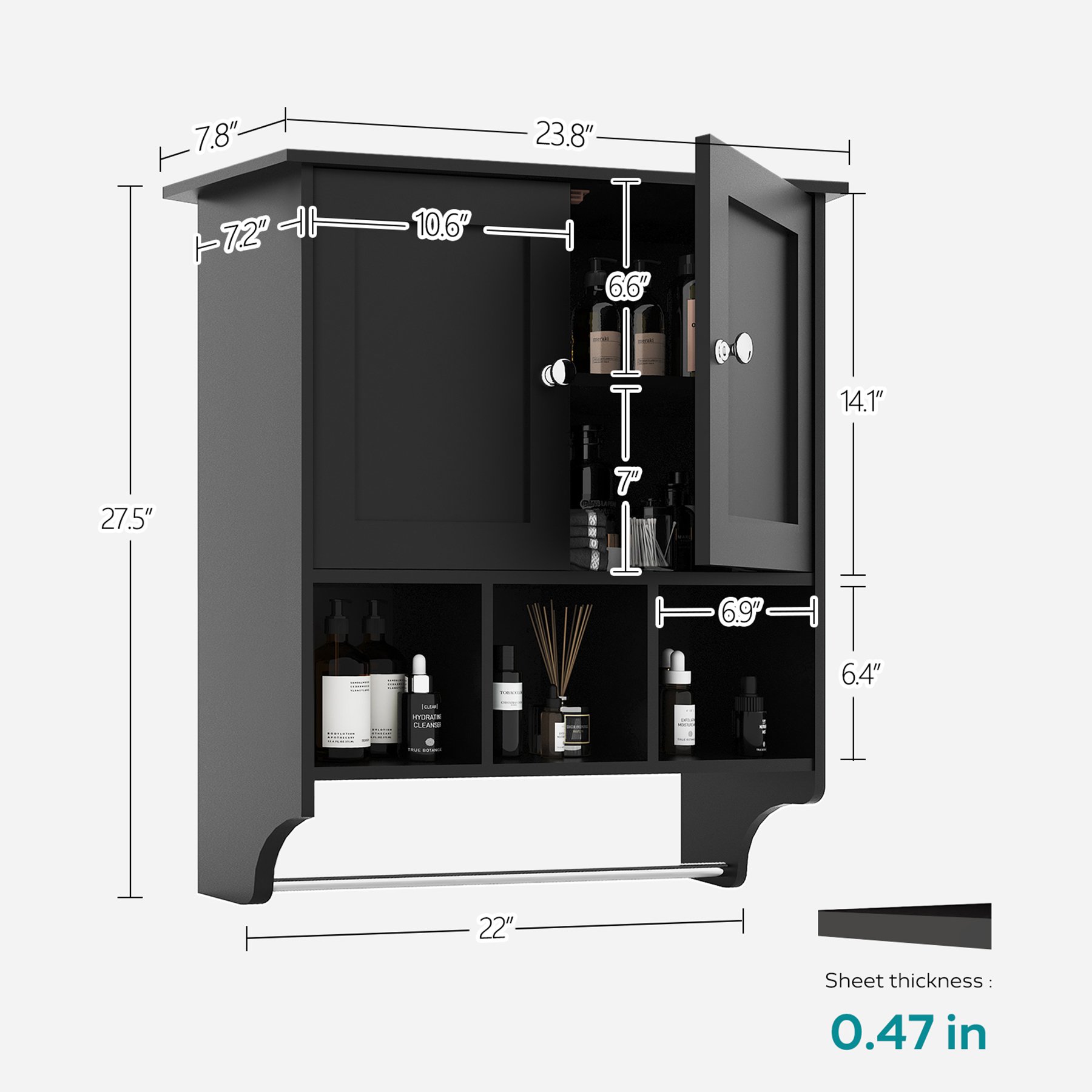 Bathroom Cabinet - Black - Image 3
