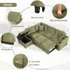 Sleeper Sofa Bed, 2 In 1 Pull Out Sofa Bed L Shape Couch With Storage Ottoman For Living Room, Bedroom Couch And Small Apartment - Green - Image 4
