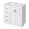 Bathroom Vanity With Ceramic Sink Combo, Frame Bathroom Storage Cabinet, Freestanding Vanity Set With 3 Drawers & Soft Closing Doors - White - Image 11