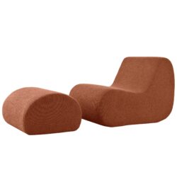 Curved Lounge Chair With Ottoman And High Resilience Foam - Orange