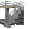 Full Over Full Size Murphy Bed With Hydraulic Lift & Desk Design - Gray - Image 11