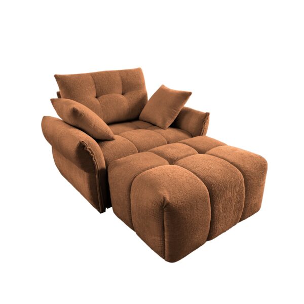 Ergonomic Single Seater Sofa With Ottoman, High Resilience Support Cushions, Easy Assembly Modern Lounge Chair - Burnt Orange