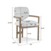 Dining Chairs (Set of 2) Upholstered Arm Chairs, Rubber Wood Accent Chairs - White - Image 3