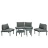 6 Piece Patio Sofa Furniture Set, Half Moon Outdoor Sectional Sofa With 2 High Low Coffee Tables, Wicker Rattan, Tempered Glass, 4 Pillows & Cushions, For Backyard, Garden, Poolside - Gray - Image 10