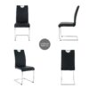 Modern Dining Chairs With Faux Leather Padded Seat Dining Living Room Chairs Upholstered Chair With Chrome Metal Legs Design Side Chairs (Set of 4) - Black / Silver - Image 15