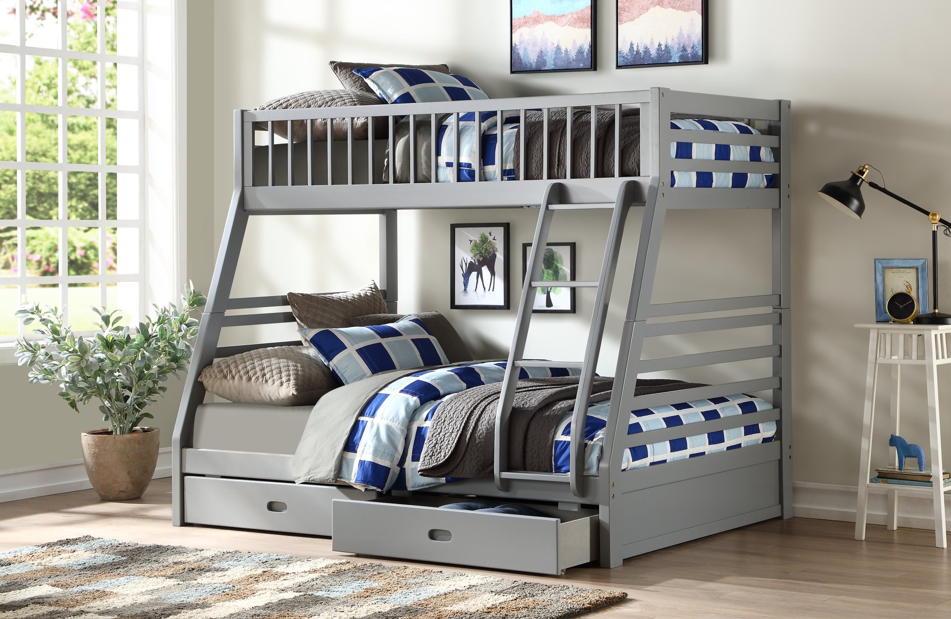 Jason - Twin Full Bunk Bed With Storage - Gray - Image 2