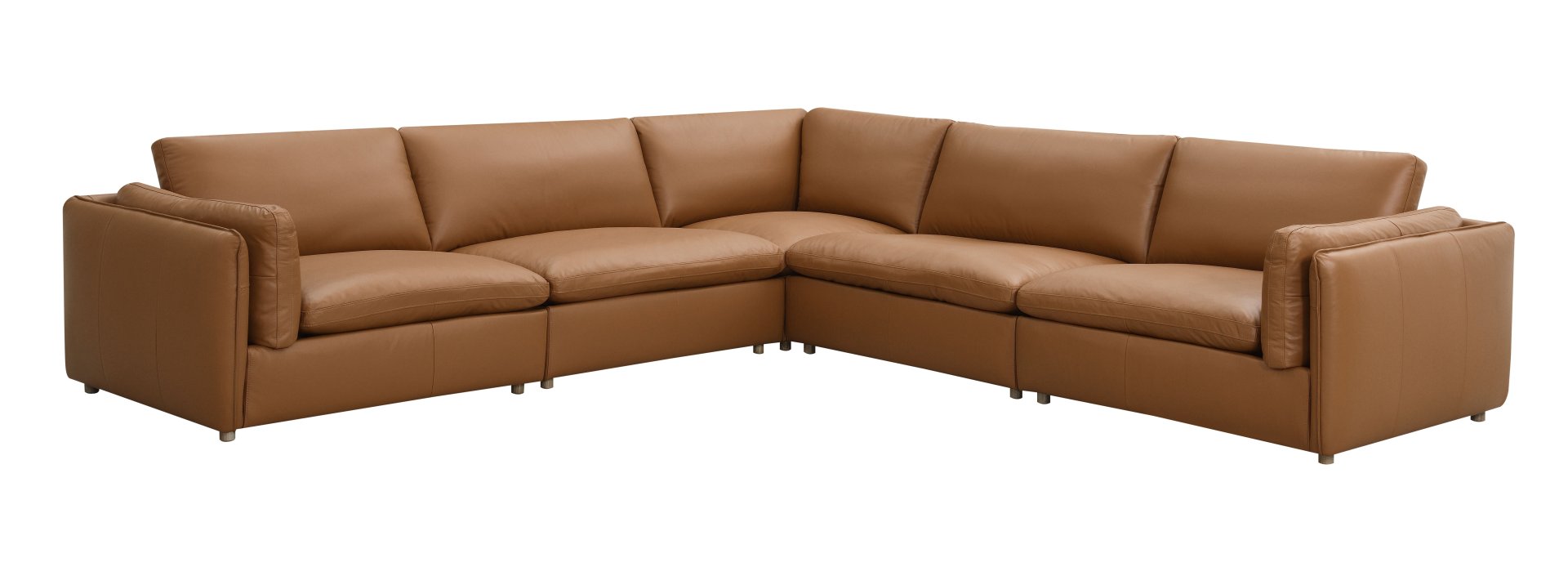 Brighton - Top Grain Leather 5 Pieces Modular Sectional - Brown - Image 4