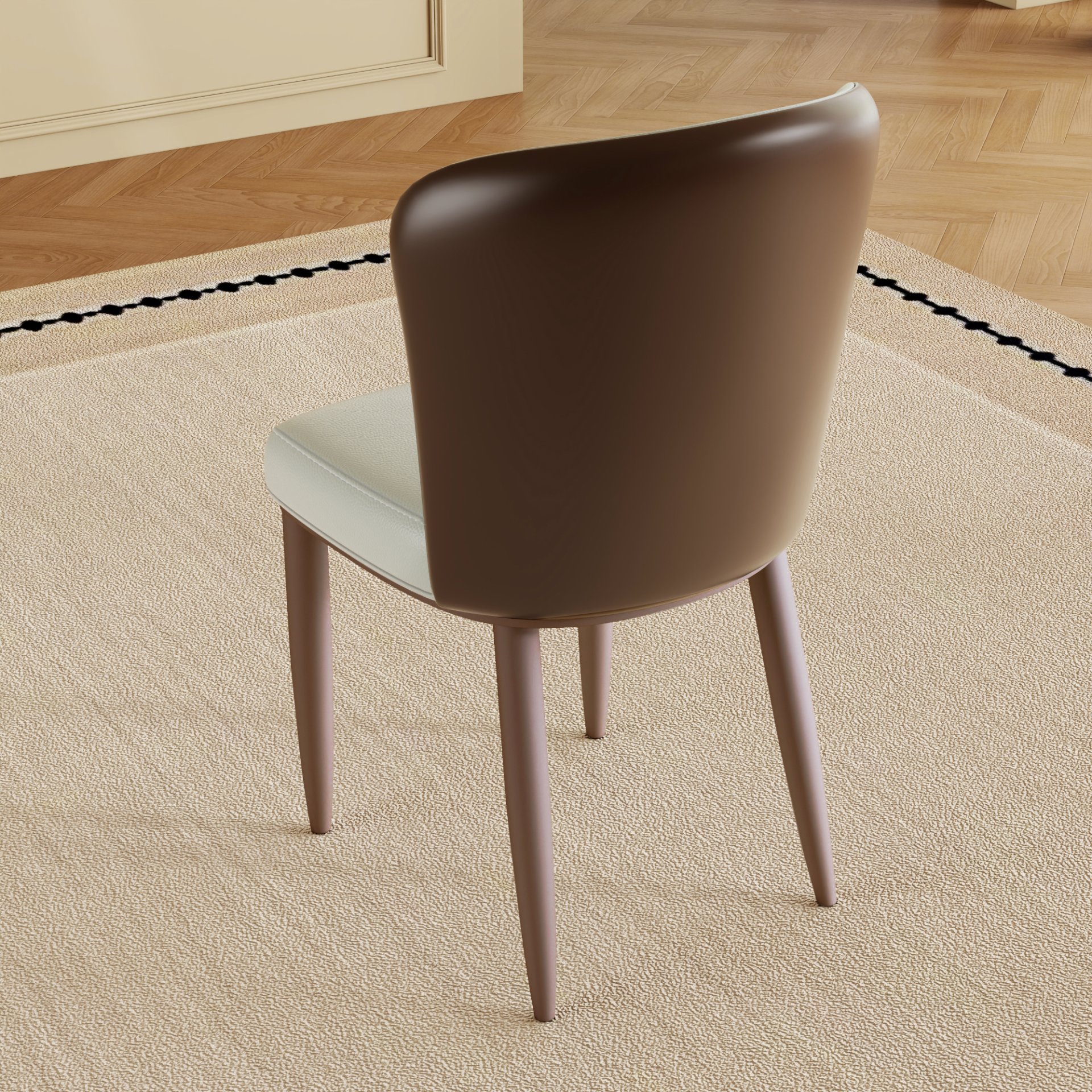 Dining Chair With Carbon Steel Legs, Comfortable Seating, (Set of 2) - White - Image 8