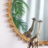 Wood Round Mirror With Beaded Frame, Circle Wall Mirror For Living Room Bedroom Entryway - Brown - Image 7
