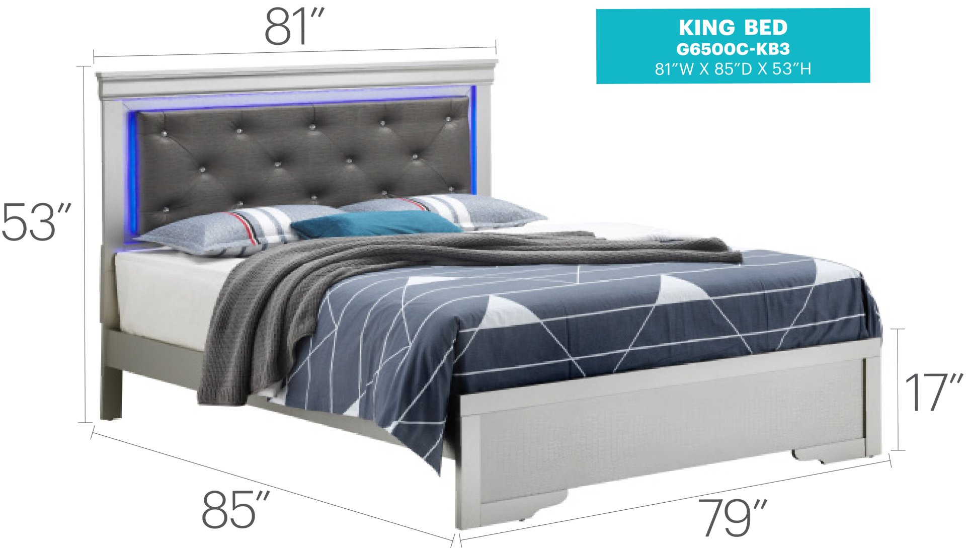 King Bed - Silver Champagne - Image 5