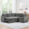 Upholstered L Shaped Sectional Sofa Bed With Sleeper And Storage Chenille - Gray - Image 3