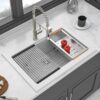 Quartz Kitchen Sink 30" X 22" Granite Composite Workstation Drop In Sink - White - Image 4