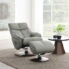 Kandoro - Top Grain Leather Accent Chair With Swivel & Ottoman - Gray - Image 7
