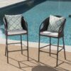 Outdoor 31" Rattan Barstools With Waterproof Cushions (Set of 2) - Multi Brown - Image 4