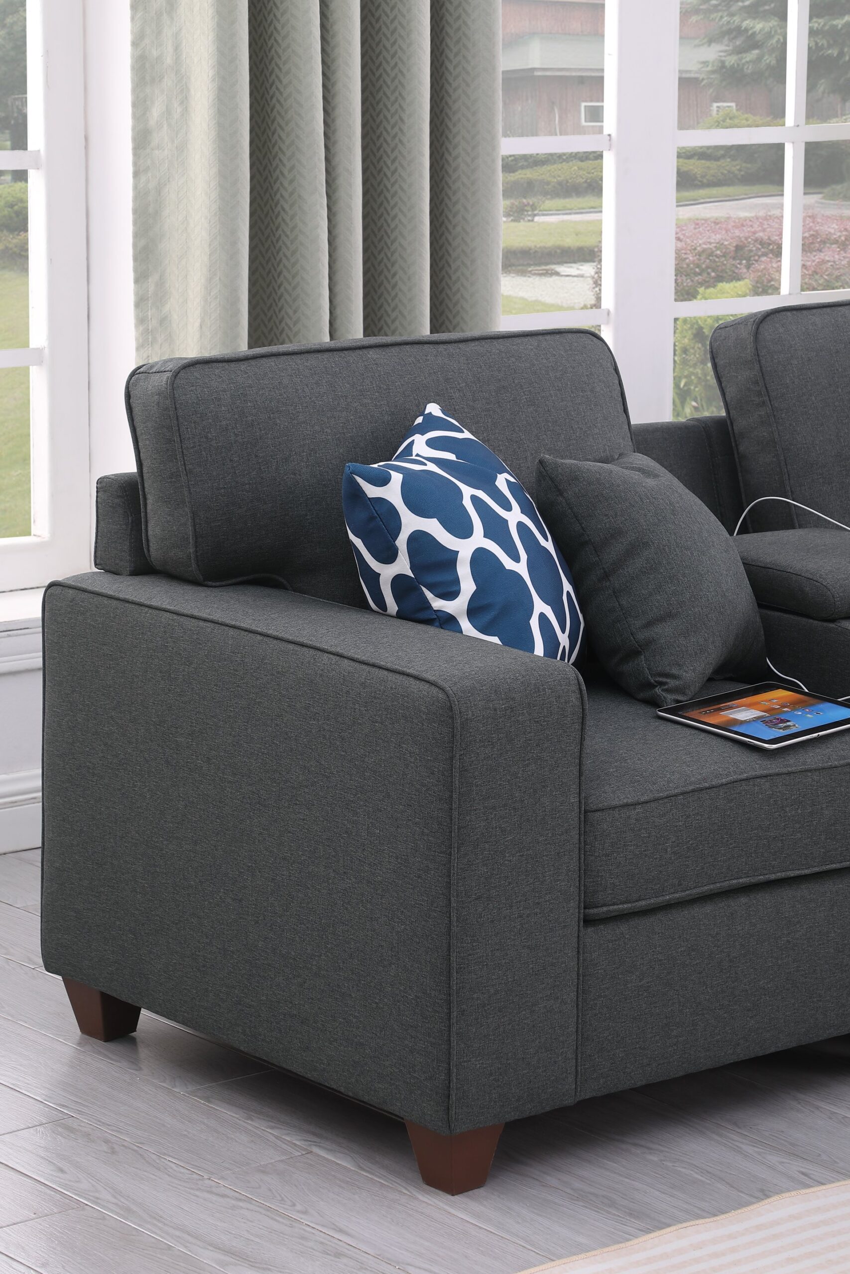 Eric - 9 Piece Upholstered Sectional With Ottoman - Dark Gray - Image 7