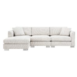 Modern Cloud Sectional Sofa L Shaped Luxury Couch Set With 2 Free Pillows 4 Seat With Oversized Chaise - Minsk Gray