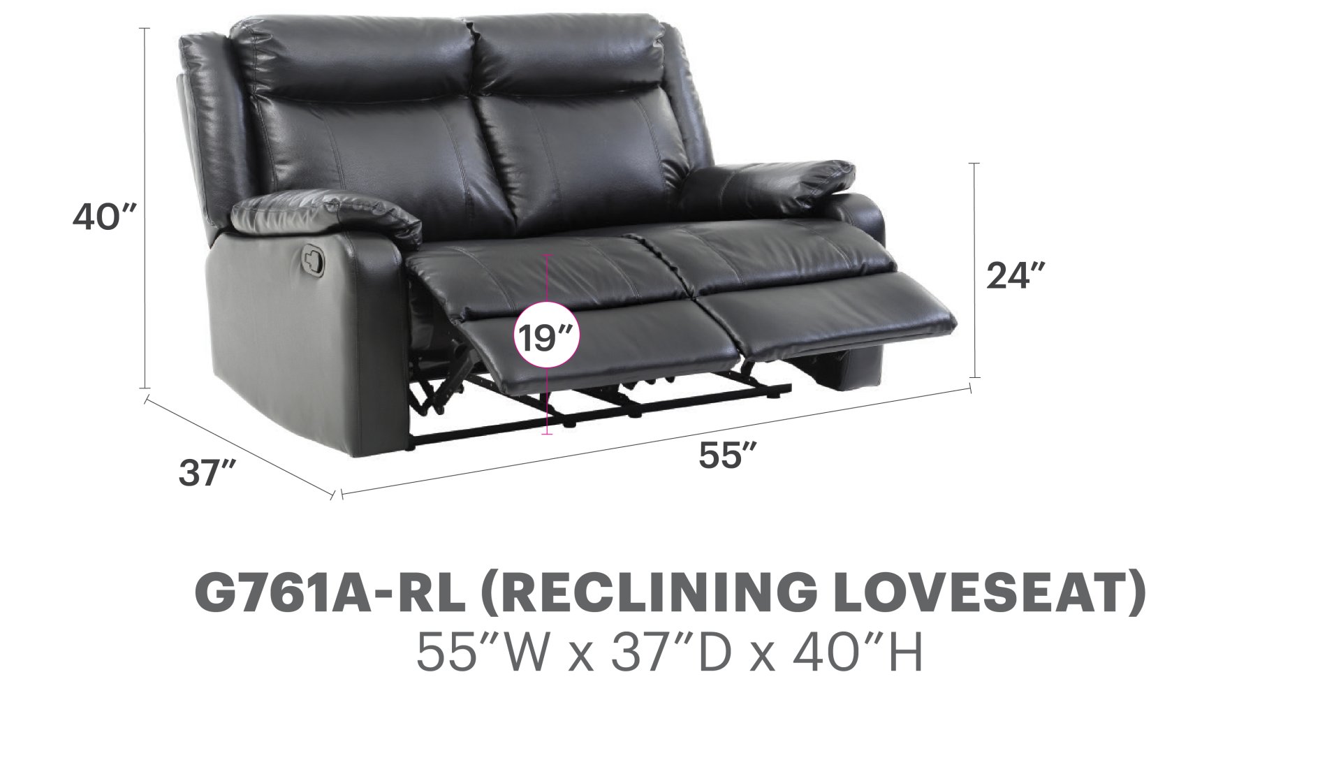 Sleek Contemporary Love Seat - Black - Image 2