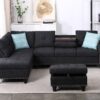 Alger - 98" Wide Left Hand Facing Sofa & Chaise With Ottoman - Charcoal Gray - Image 4