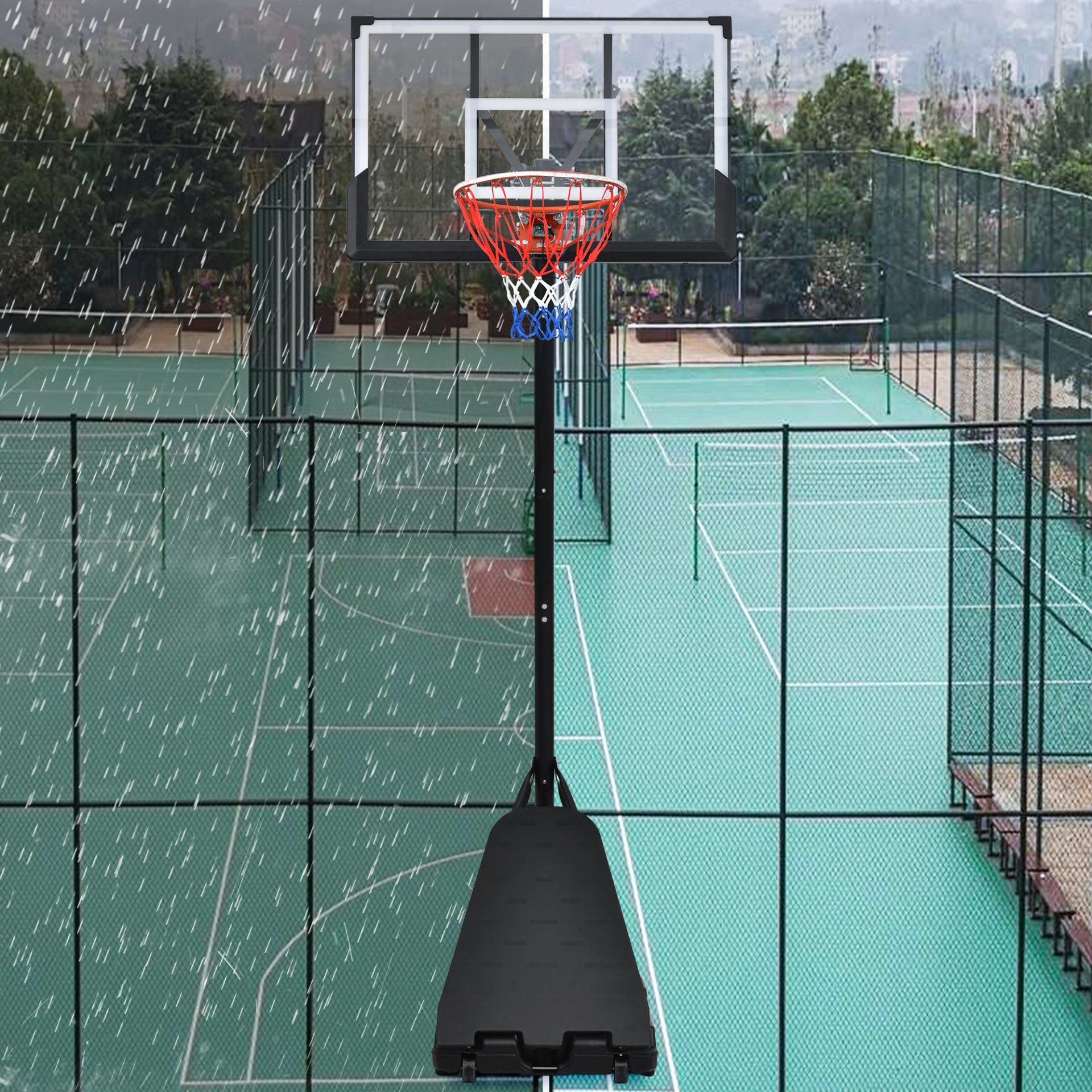 Portable Basketball Hoop Basketball System 8-10Ft Height Adjustable For Youth Adults LED Basketball Hoop Lights, Colorful Lights, Waterproof, Super Bright To Play At Night Outdoors, Good Gift For Kids - Black - Image 9