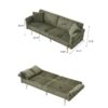 Modern Corduroy Sofa Bed, Foldable Double Sofa With Armrests - Green - Image 3