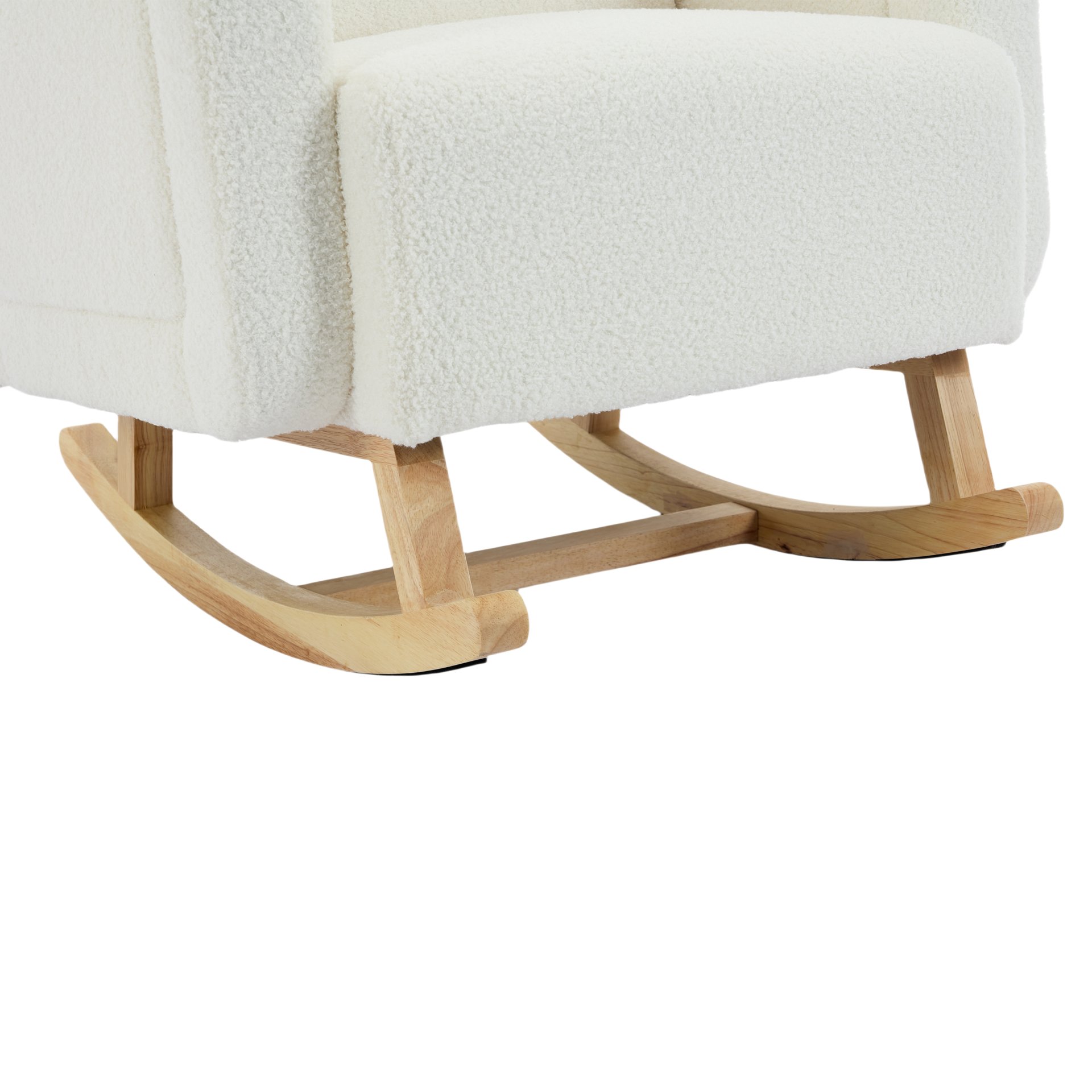 Accent Rocking Chair With Curved Back & Pillow, Base, Ultimate Comfort For Living Room Or Nursery - Cream White - Image 17