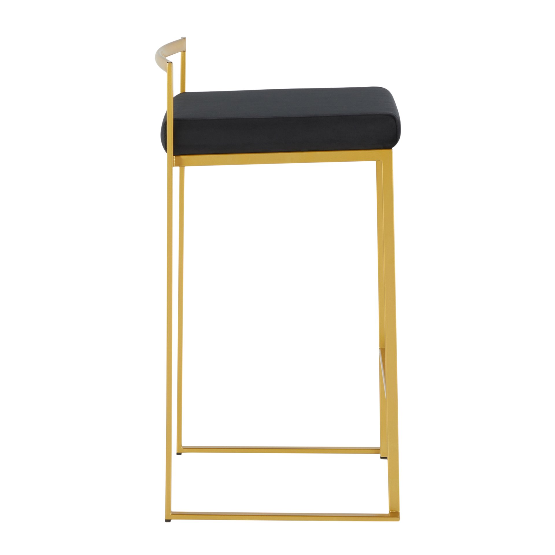 Fuji - Contemporary Counter Stool (Set of 2) - Gold / Black - Image 3