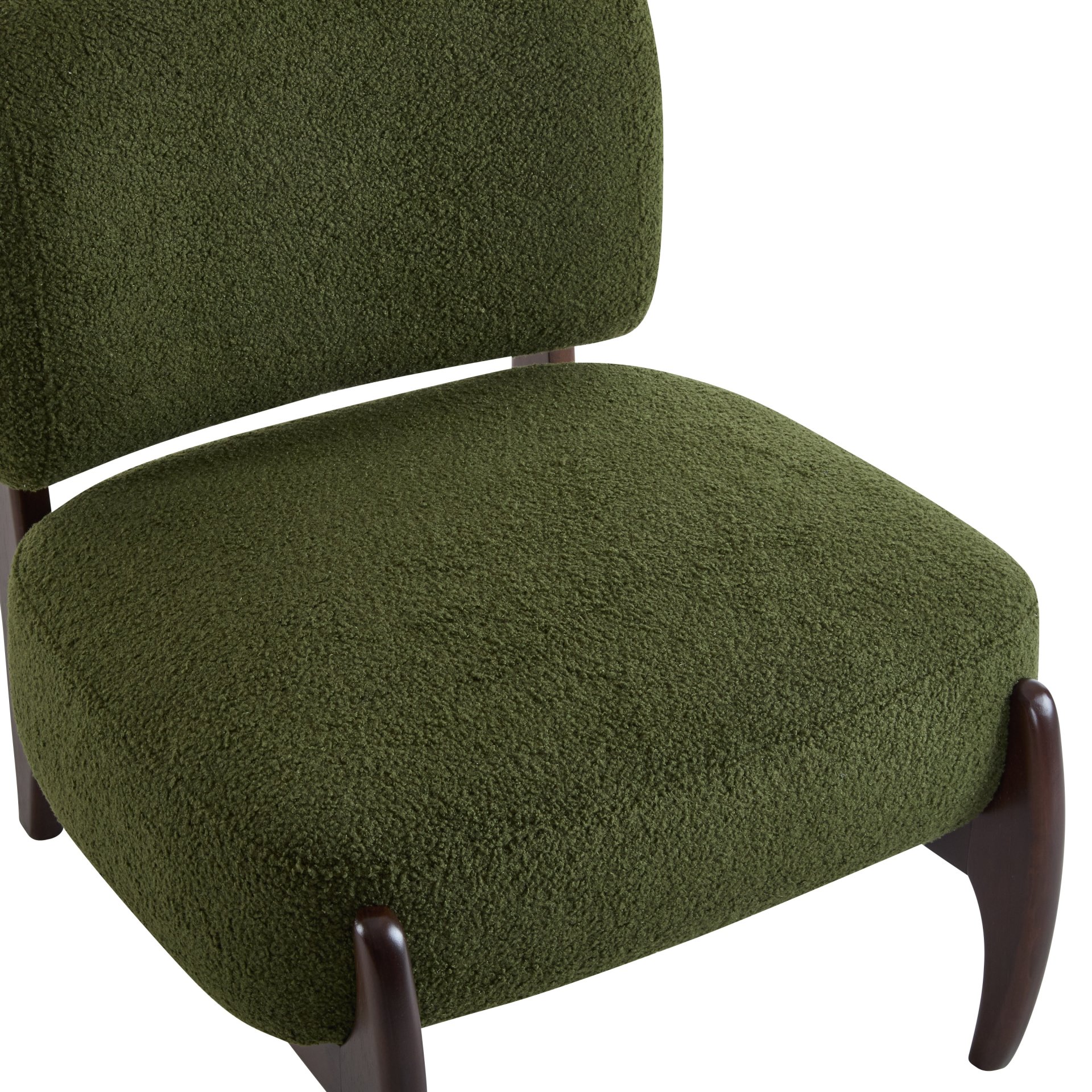 Modern Boucle Lounge Chair With Solid Wood Frame - Green - Image 13