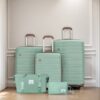 5 Piece Set (20"24"28 +A Travel Bag And A Toiletry Bag), Pp Hardshell Carry On Luggage Set With Tsa Lock Carry On Suitcase Luggage Durable Suitcase - Green - Image 2
