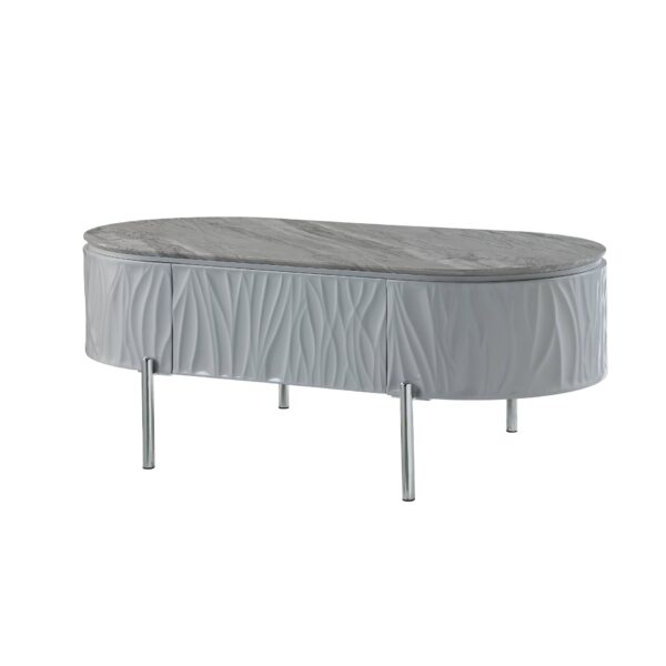 Yukino - High Gloss Coffee Table - Chrome / Gray