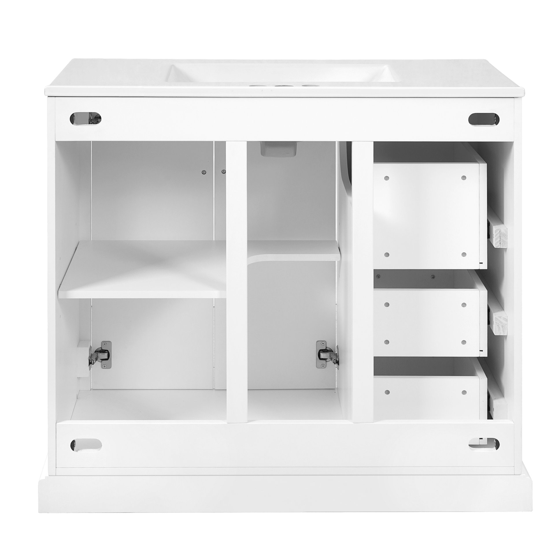 36" Bathroom Vanity With Sink, Soft Close Doors, Adjustable Shelf & 3 Drawers - White - Image 21