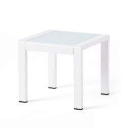 Contemporary Cape Coral Side Table With Tempered Glass Top - White