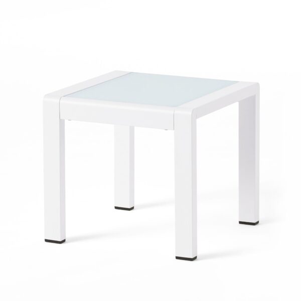 Contemporary Cape Coral Side Table With Tempered Glass Top - White