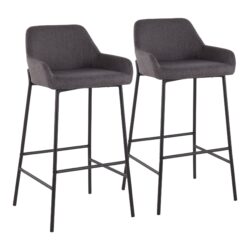 Daniella - Industrial Fixed Height Bar Stool (Set of 2) - Black / Charcoal